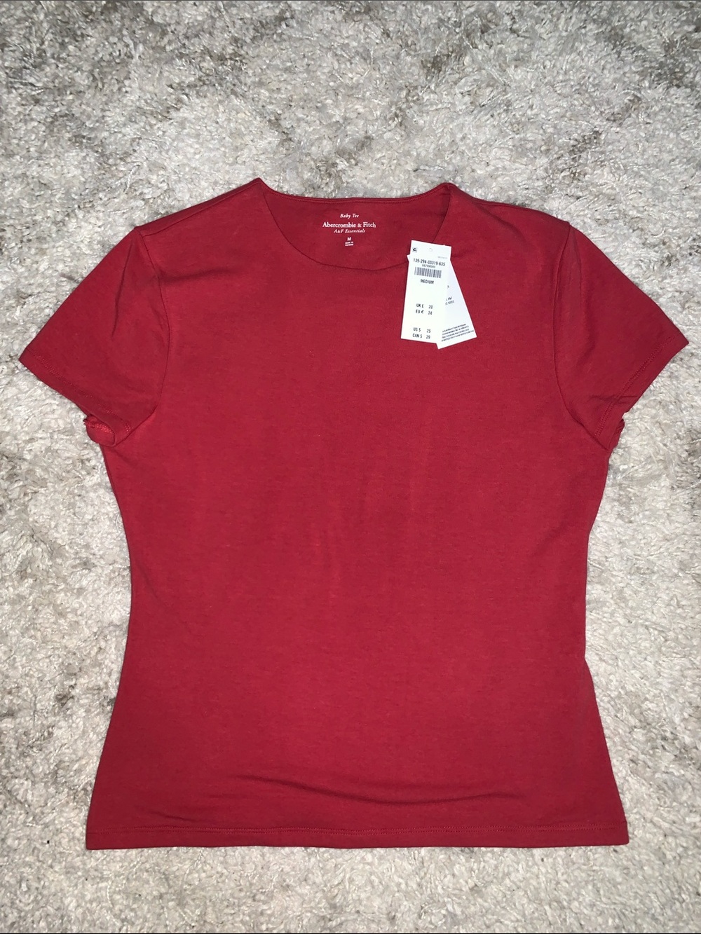 Abercrombie Thick Lined Red Crew Neck Baby Tee